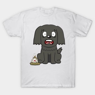 Funny black dog steps on a dirty diaper T-Shirt